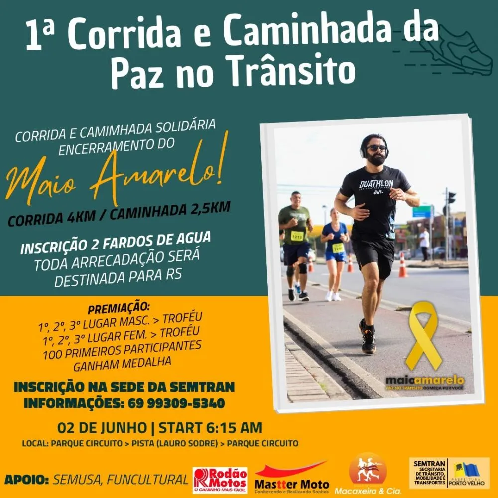 Corrida e caminhada pela paz no trânsito encerra ações alusivas ao mês de prevenção à violência e aos acidentes