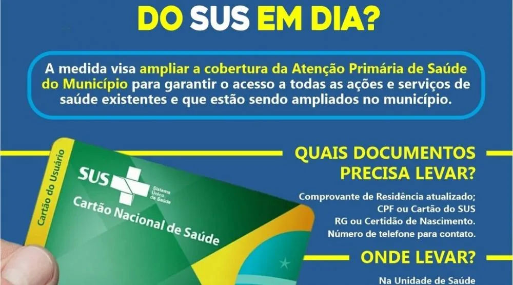 Secretaria de Saúde incentiva atualização de cadastro dos usuários do SUS
