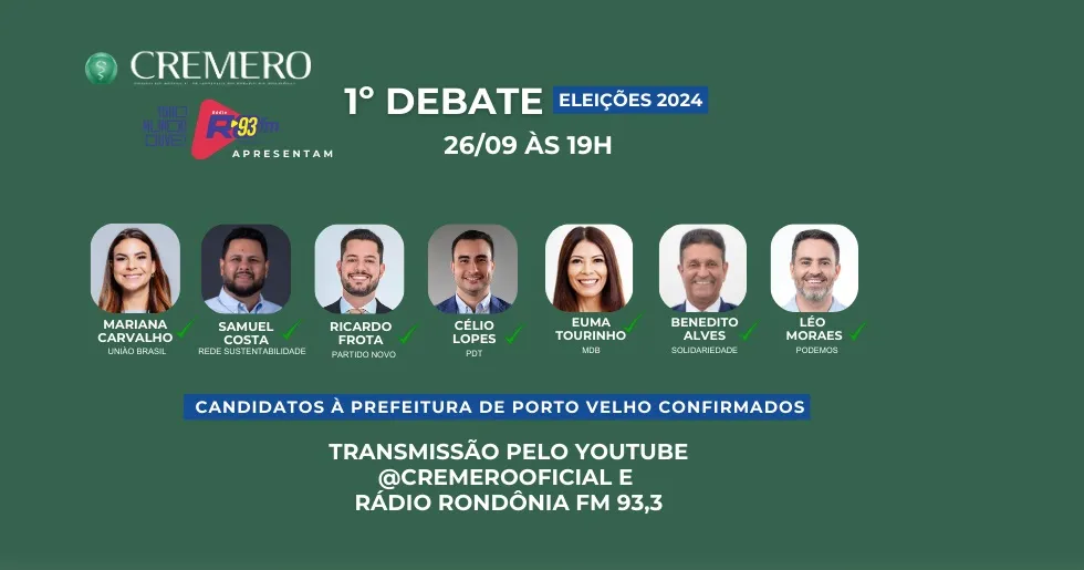 Cremero anuncia mudança de data do Debate com candidatos à Prefeitura de Porto Velho 